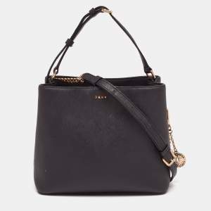 Pre Owned Dkny Black Leather Bucket Bag