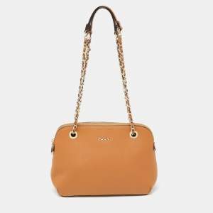 Pre Owned DKNY Tan Leather Camille Dome Shoulder Bag