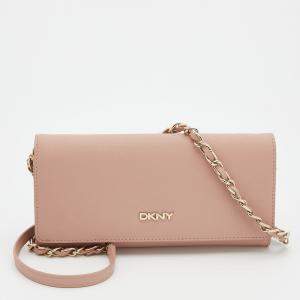 Pre Owned DKNY Beige Leather Wallet On Chain