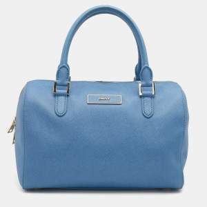 Pre Owned DKNY Blue Saffiano Leather Satchel