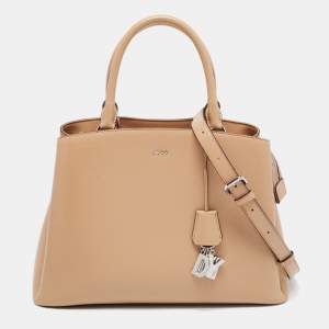DKNY Beige Leather Paige Dome Satchel