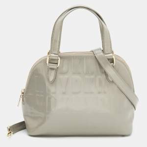 Pre Owned DKNY Grey PVC Monogram Embossed Satchel