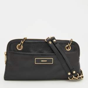 Pre Owned DKNY Black Leather Shoulder Bag