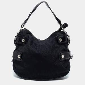 Pre Owned Dkny Black Canvas and Leather Shoulder Bag