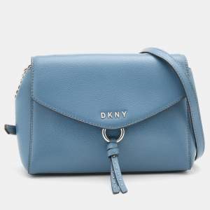 Pre Owned DKNY Light Blue Leather Lola Flap Shoulder Bag