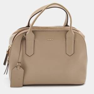 DKNY Beige Leather Dome Satchel