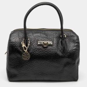 DKNY Black Grained Leather Satchel