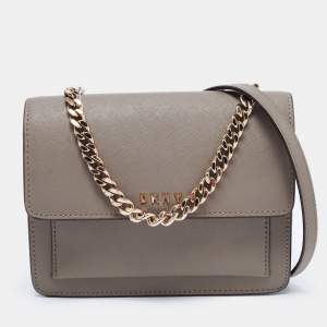 Pre Owned DKNY Green Leather Mini Bryant Flap Crossbody Bag