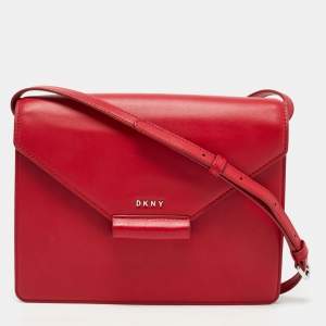 DKNY Red Leather Envelope Flap Shoulder Bag