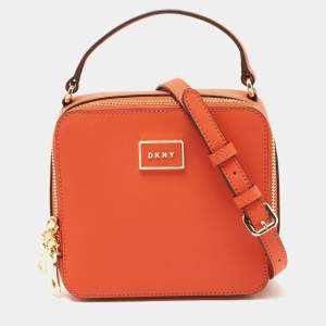 Pre Owned DKNY Orange Saffiano Leather Crossbody Bag