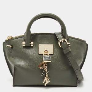 DKNY Fatigue Green Leather Elissa Shoulder Bag