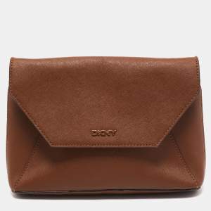 مملوكة مسبقًا DKNY Brown Leather Envelope Strap Pouch