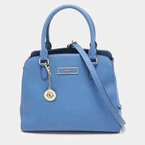 Pre Owned DKNY Blue Saffiano Leather Bryant Park Zipped Satchel
