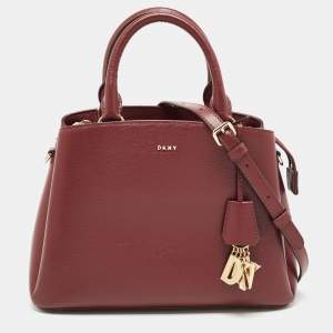 DKNY Burgundy Faux Leather Paige Satchel