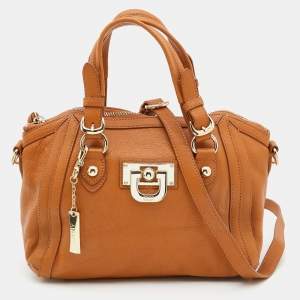 Pre Owned DKNY Tan Leather Zip Satchel