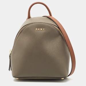 DKNY Brown/Dark Grey Leather Mini Bryant Backpack