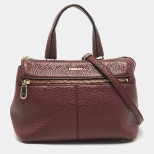 Pre Owned DKNY Burgundy Grained Leather Satchel