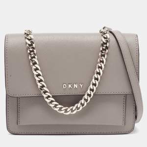 Pre Owned DKNY Beige Leather Flap Shoulder Bag