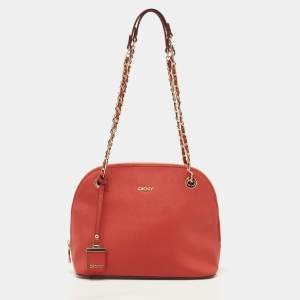 Pre Owned DKNY Red Leather Dome Shoulder Bag
