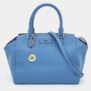 Pre Owned DKNY Blue Leather Bryant Park Top Zip Satchel