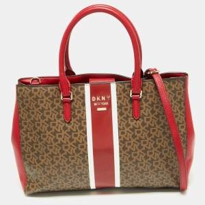 Pre Owned DKNY Tri Color Signature Coated Canvas and Leather Tote