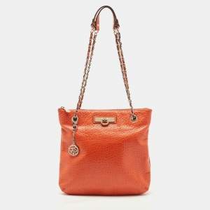 DKNY Orange Leather Chain Shoulder Bag