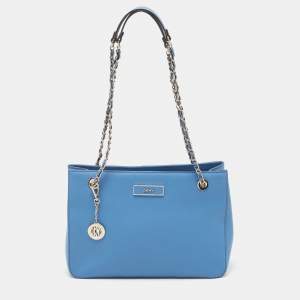 Pre Owned Dkny Blue Leather Medium Bryant Park Shopper Tote