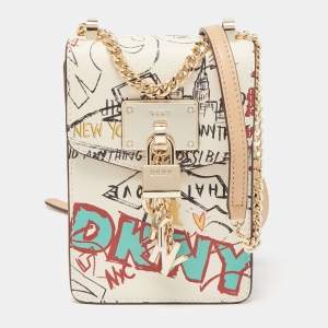 Pre Owned Dkny Multicolor Printed Leather Elissa Phone Crossbody Bag