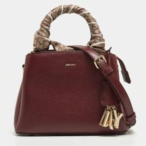 Pre Owned DKNY Burgundy Leather Paige Top Handle Bag