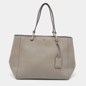 Pre Owned DKNY Grey Leather Bryant Park Tote