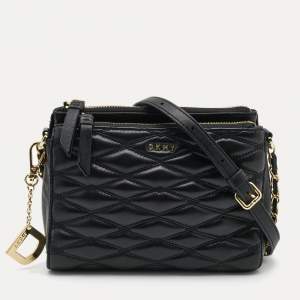 DKNY Black Quilted Leather Crossbody Bag