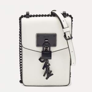 Pre Owned DKNY White Leather Elisa Phone Crossbody Bag