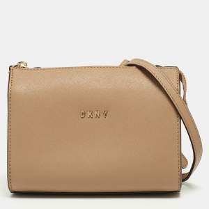 Pre Owned DKNY Beige Leather Crossbody Bag