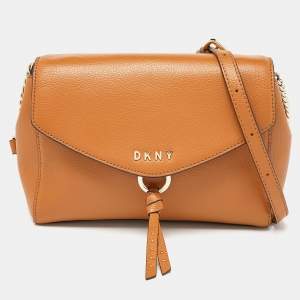 Pre Owned DKNY Tan Leather Greenwich Crossbody Bag