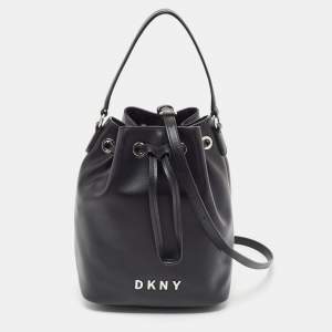Pre Owned DKNY Black Leather Medium York Winnie Bucket Bag