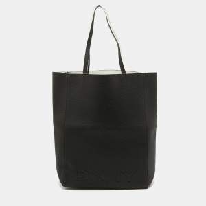 DKNY Black Leather Logo Embossed Shopper Tote