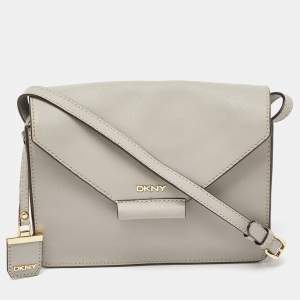 DKNY Grey Leather Flap Crossbody Bag