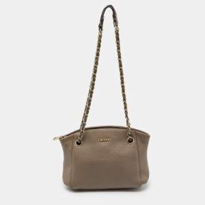 DKNY Beige Leather Chain Shoulder Bag