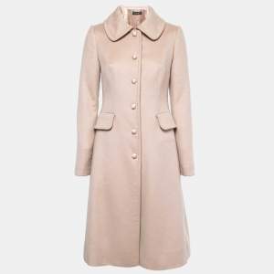 Dolce & Gabbana Beige Cashmere Single Breasted Mid Length Coat S