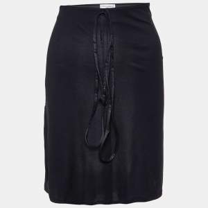 Dolce & Gabbana Mare Black Jersey Tie Detail Skirt XL