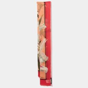 Pre Owned Dolce & Gabbana Pink Lily Print Silk Scarf