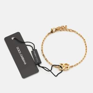 Pre Owned Dolce & Gabbana DG Logo Gold  Tone Bracelet