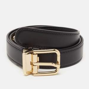 Dolce & Gabbana Black Leather Buckle Belt 80 CM
