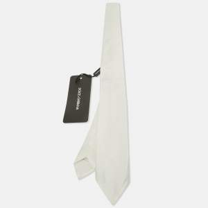 Dolce & Gabbana White Satin Slim Tie 