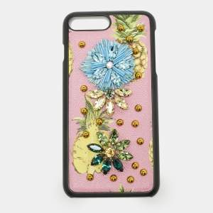 Pre Owned Dolce & Gabbana Multicolor Fruit Print Leather Crystal Embellished iPhone 7 Plus Case