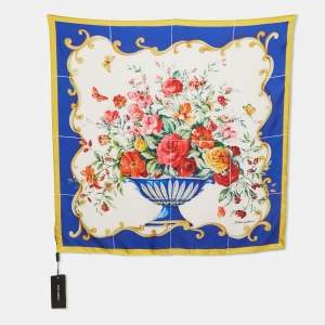 Pre Owned Dolce & Gabbana Multicolor Floral Print Silk Square Scarf 