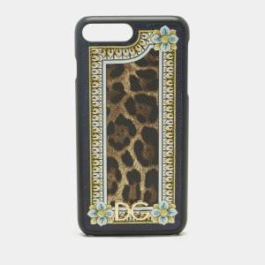 Pre Owned Dolce & Gabbana Multicolor Leopard and Floral Print Coated Canvas iPhone 7 Case