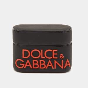Pre Owned Dolce & Gabbana Logo Black/Orange Rubber AirPods Pro Case