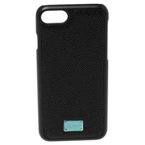 Pre Owned Dolce & Gabbana Black Leather iPhone 7 Cover