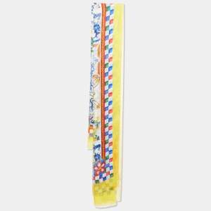 Pre Owned Dolce & Gabbana Yellow Majolica Print Silk Gauze Scarf 
